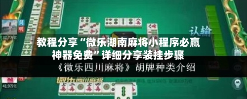教程分享“微乐湖南麻将小程序必赢神器免费”详细分享装挂步骤