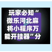 玩家必知“微乐河北麻将小程序万能开挂器	”分享用挂教程-第2张图片