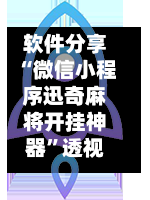 软件分享“微信小程序迅奇麻将开挂神器”透视开挂辅助教程-第2张图片