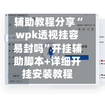 辅助教程分享“wpk透视挂容易封吗”开挂辅助脚本+详细开挂安装教程-第2张图片