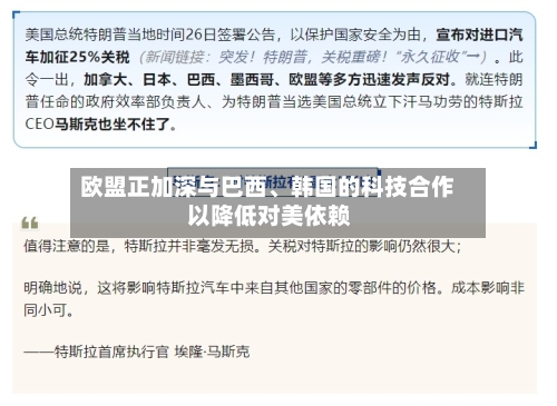 欧盟正加深与巴西、韩国的科技合作 以降低对美依赖