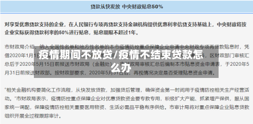 疫情期间不放贷/疫情不结束贷款怎么办-第3张图片