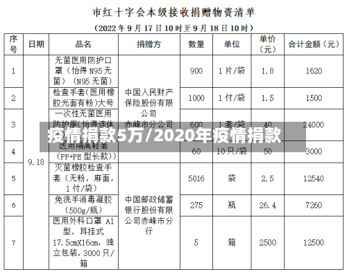 疫情捐款5万/2020年疫情捐款