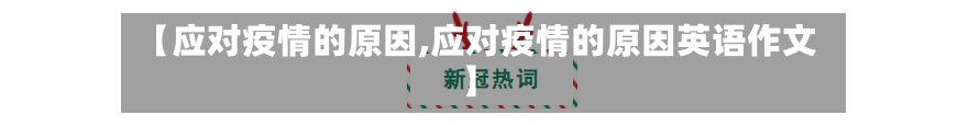 【应对疫情的原因,应对疫情的原因英语作文】-第2张图片