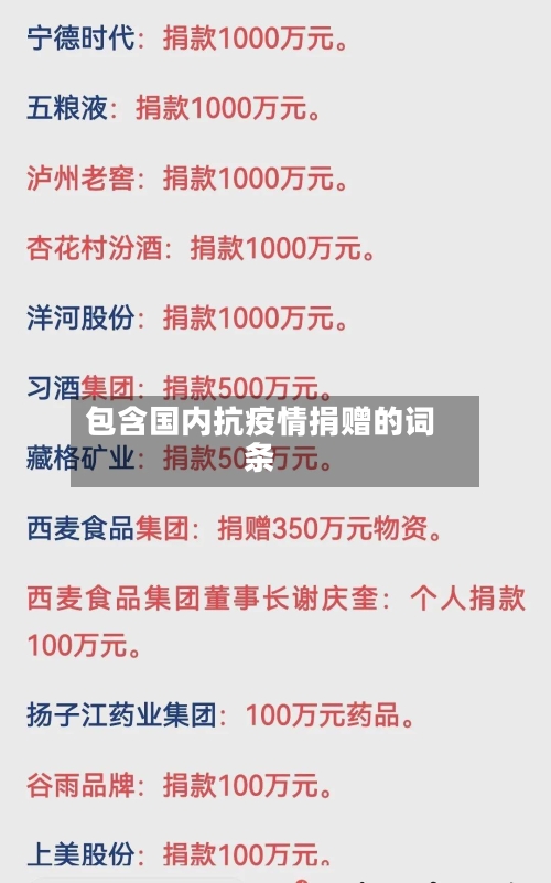 包含国内抗疫情捐赠的词条