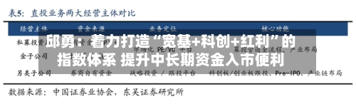 邱勇：着力打造“宽基+科创+红利	”的指数体系 提升中长期资金入市便利-第3张图片