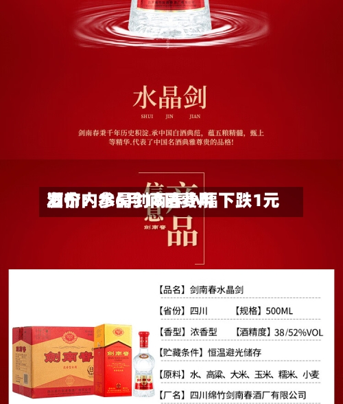 酒价内参6月18日费用发布：水晶剑南春小幅下跌1元