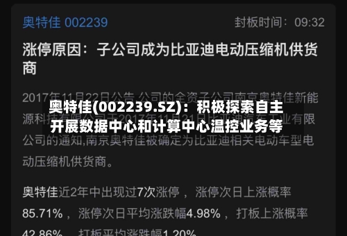 奥特佳(002239.SZ)：积极探索自主开展数据中心和计算中心温控业务等