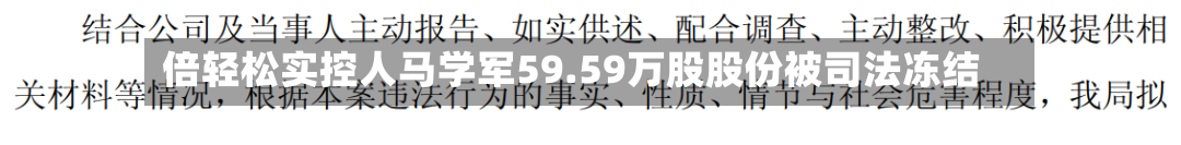 倍轻松实控人马学军59.59万股股份被司法冻结-第3张图片